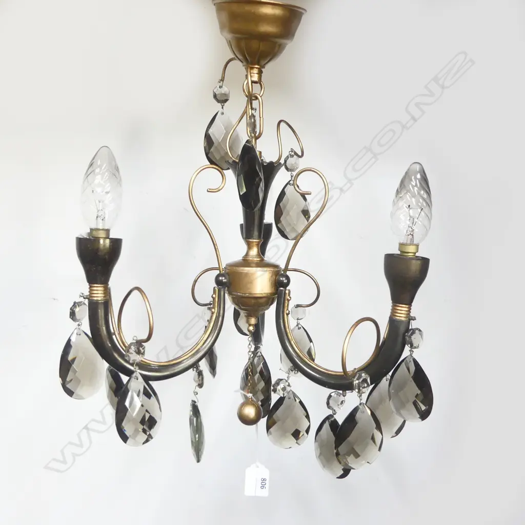3 LIGHT BLACK & GILT CHANDELIER H.410mm Image 1++