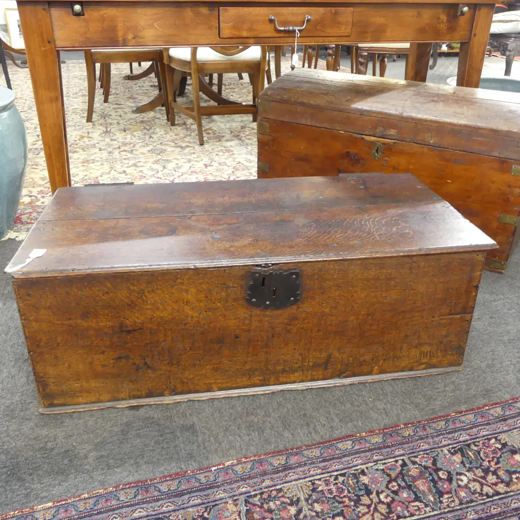 c1800 ANTIQUE OAK CHEST  975x480x330mm Image 1++