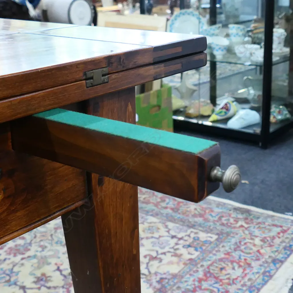 WOODEN HALL TABLE w. FOLD OPEN PLANK TOP 1800x445x790mm Image 1++