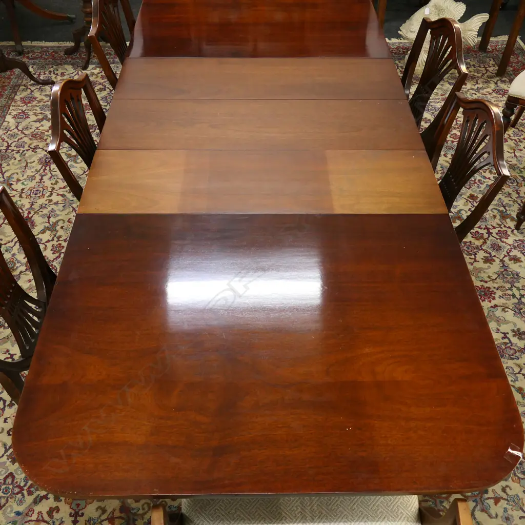 LG DOUBLE PEDESTAL REGENCY STYLE DINING TABLE 2500x1065x715mm + 8 CHAIRS (2 CARVERS, 1 NOT MATCHING) Image 1++