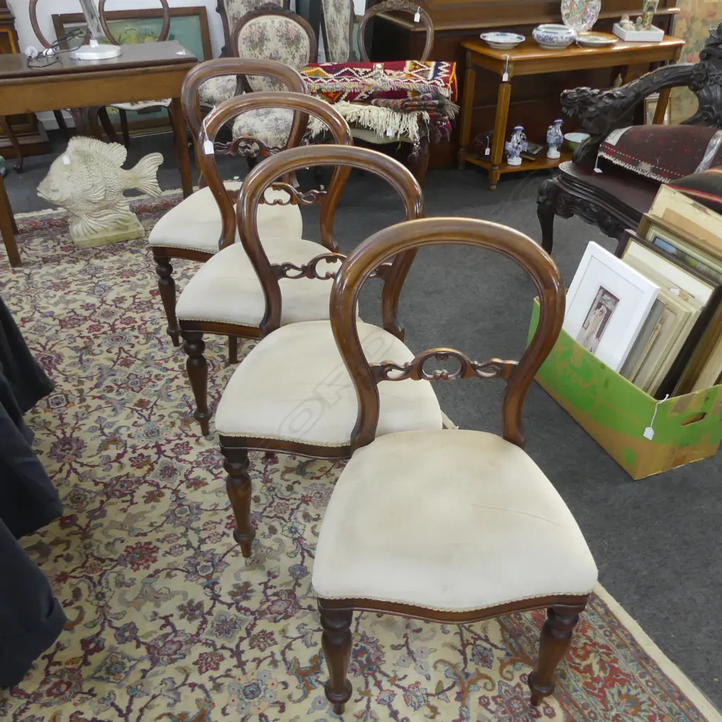 4 VICTORIAN STYLE BALLOON BACK DINING CHAIRS Image 1++