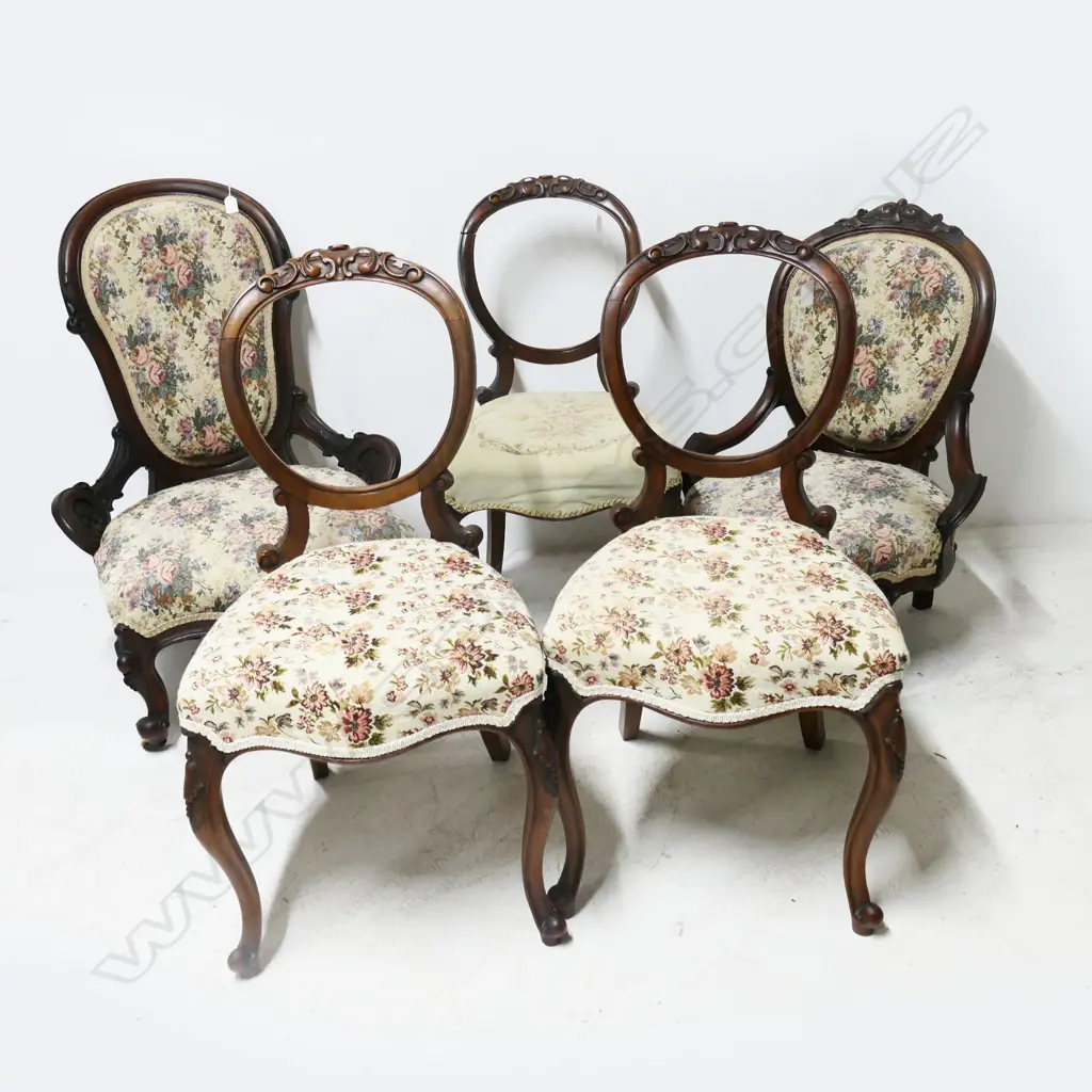VICTORIAN GRANDFATHER & GRANDMOTHER CHAIRS + 3 BALLOON BACKS Image 1++