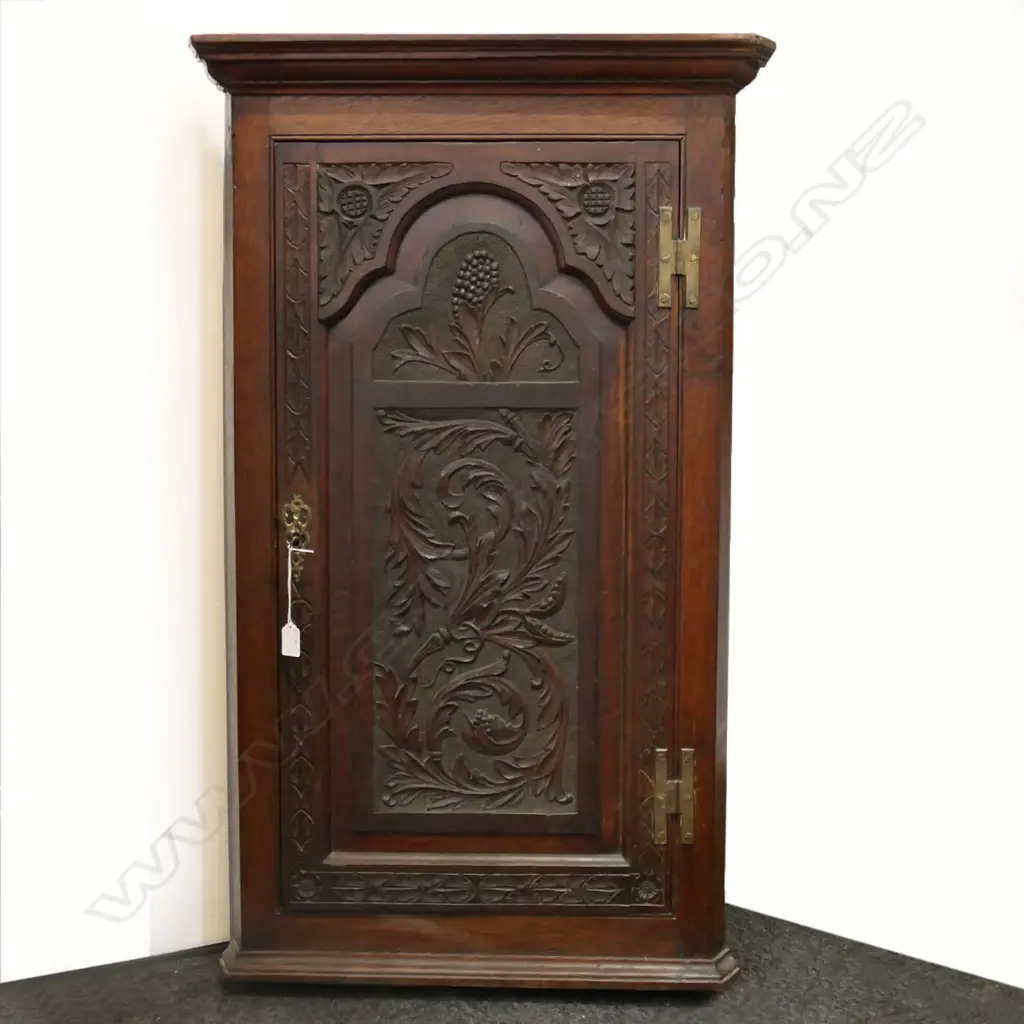 ANTIQUE MAHOGANY CORNER CABINET 460x460x1030mm Image 1++