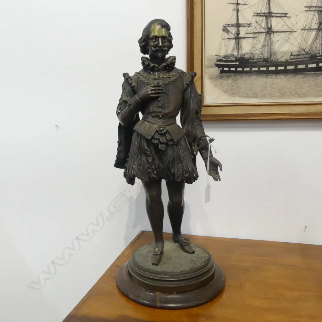 VICTORIAN BRONZE FIGURE; ELIZABETHAN MAN H.500mm Image 1++