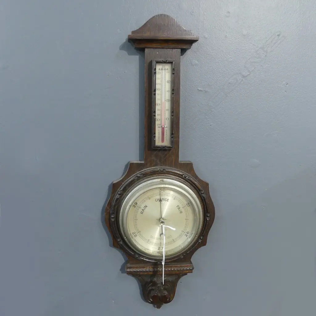 VINTAGE OAK WALL BAROMETER H.550mm Image 1++