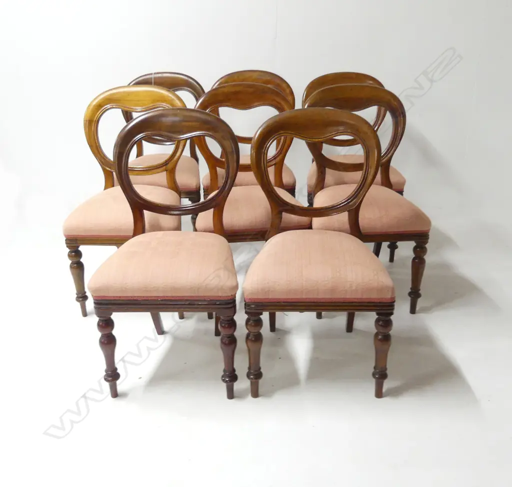 SET OF 8 VICTORIAN MAHOGANY DINING CHAIRS appear solid & in good condition Image 1++