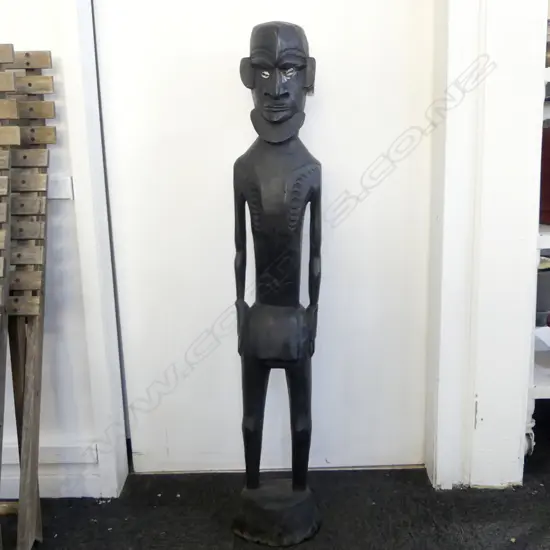 EBONISED CARVED WOODEN TRIBAL FIGURE H.1030mm
