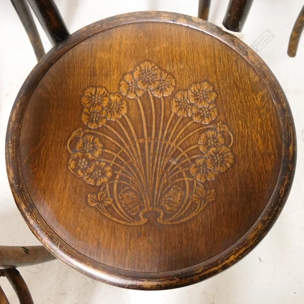 GOOD SET 6 OLD BENTWOOD DINING CHAIRS pressed pattern to the backs & seats Image 1++