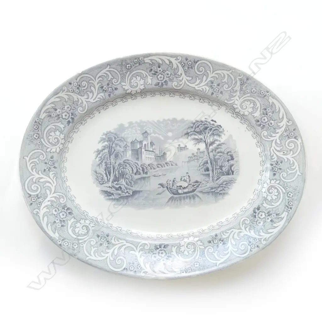 LARGE VICTORIAN STAFFORDSHIRE PLATTER ‘RHINE’ PATTERN, L.420MM X W.335MM Image 1++