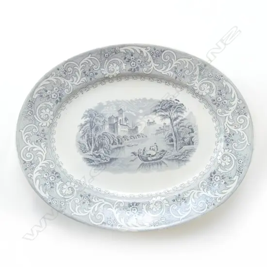 LARGE VICTORIAN STAFFORDSHIRE PLATTER ‘RHINE’ PATTERN, L.420MM X W.335MM