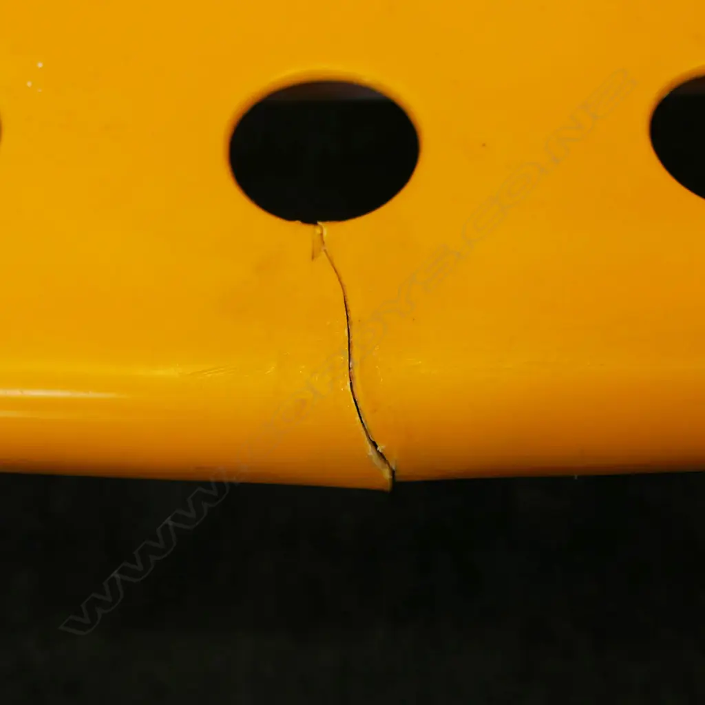 2 ROBIN DAY FOR HILLE PLASTIC ARMCHAIRS; CRACK TO YELLOW, FADING TO BLACK Image 1++