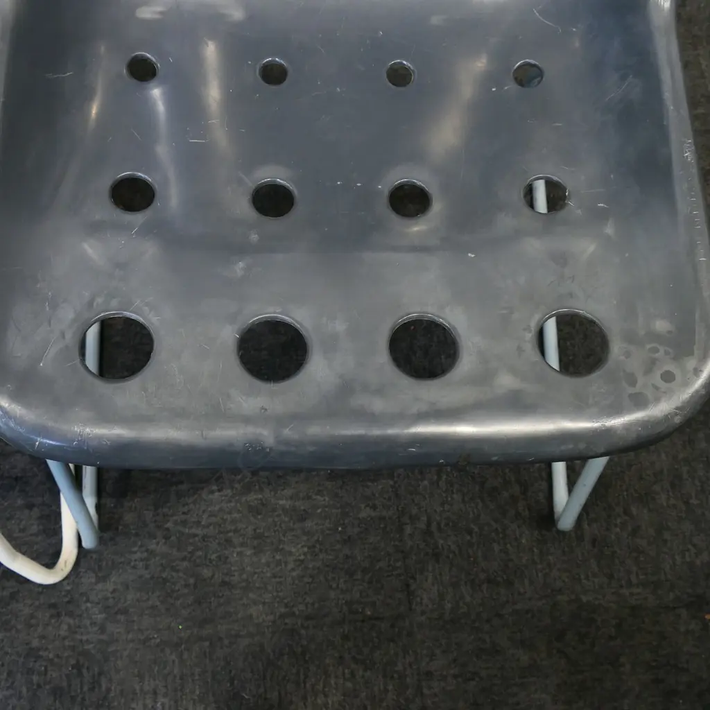 2 ROBIN DAY FOR HILLE PLASTIC ARMCHAIRS; CRACK TO YELLOW, FADING TO BLACK Image 1++