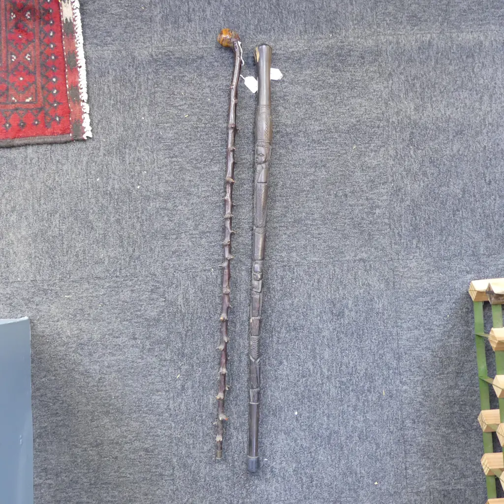2 WALKING STICKS ONE AFRICAN ONE IRISH Image 1++