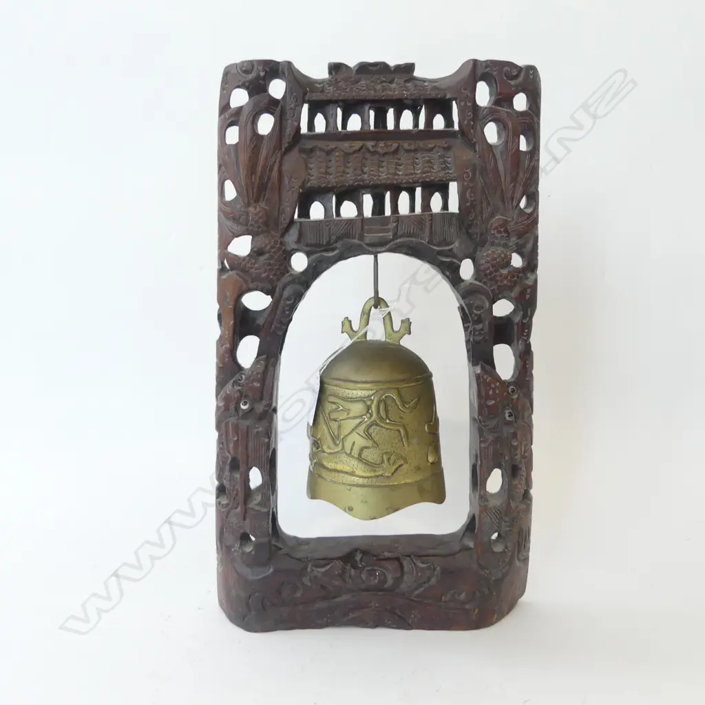 BELL IN CARVED WOODEN FRAME Image 1++