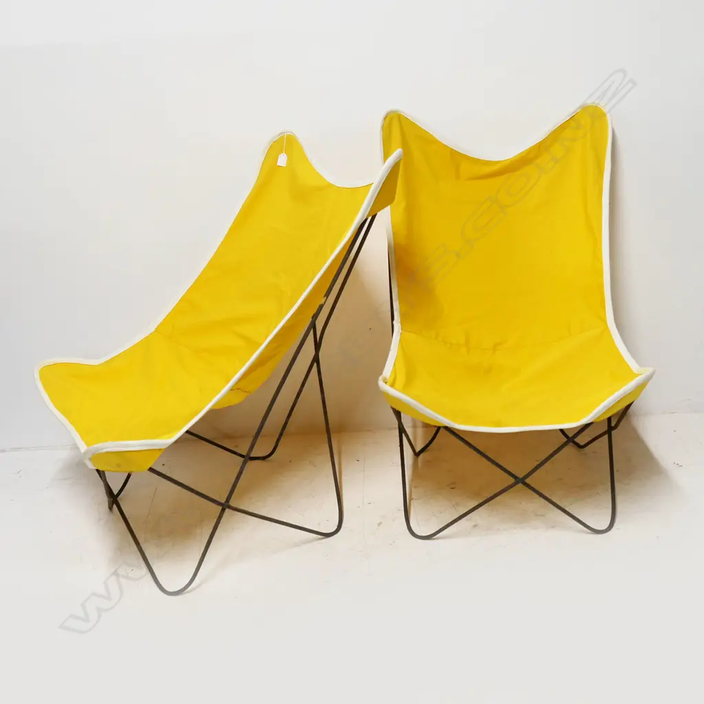 PR YELLOW CANVAS BUTTERFLY CHAIRS (John Crichton attributed) Image 1++