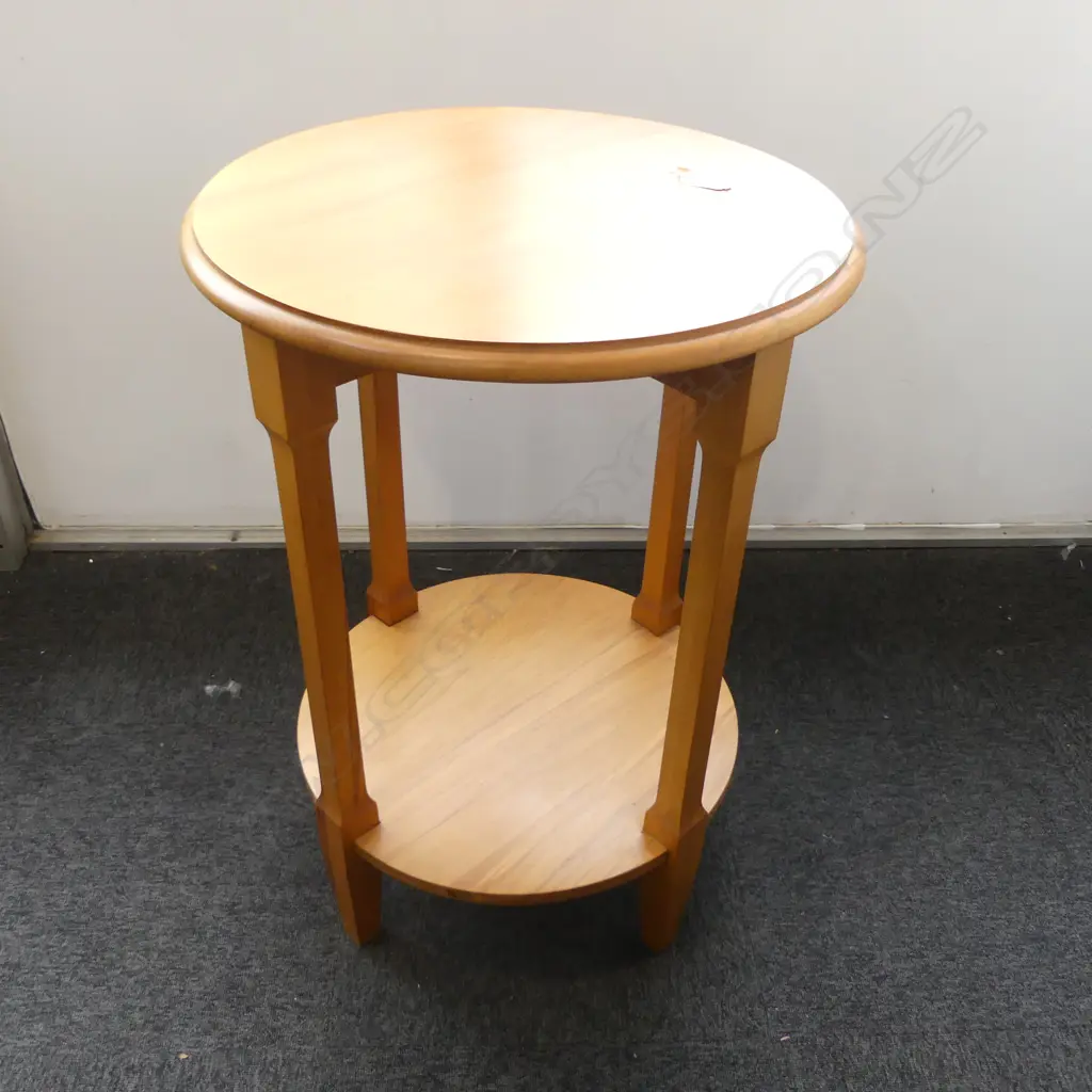  RIMU TWO TIER OCCASIONAL TABLE H850m, 580mm dia Image 1++