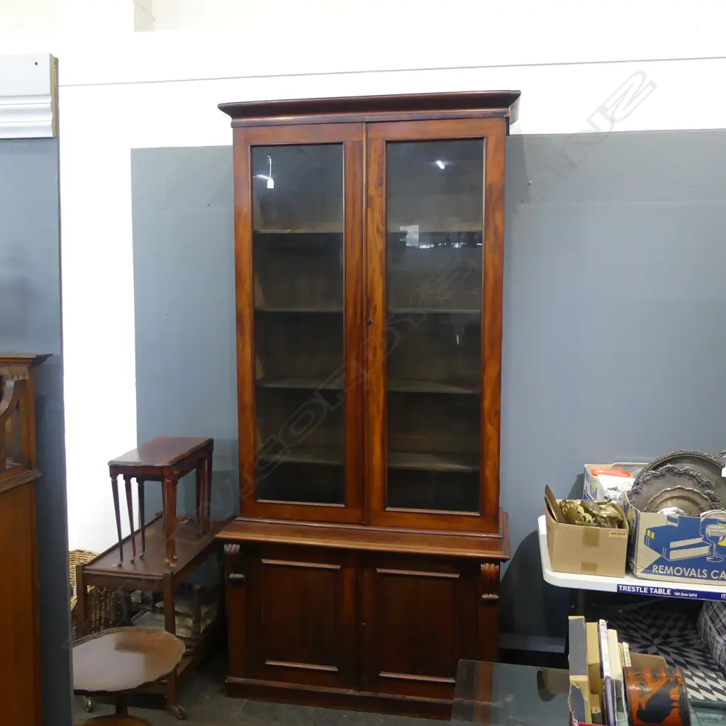 VICTORIAN MAHOGANY BOOKCASE BUREAU Image 1++