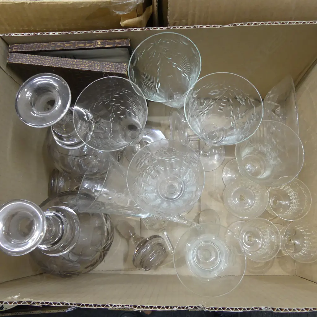 ASST. DRINKING GLASSES, 2 DECANTERS ETC Image 1++