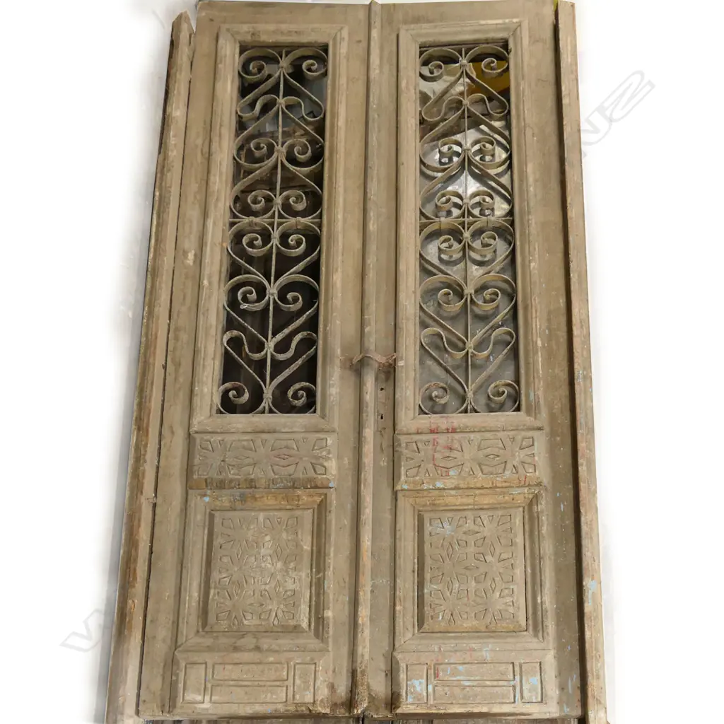 PR LGE EUROPEAN RUSTIC COUNTRY HOUSE DOORS w. WROUGHT IRON INSERTS 2770x1350mm Image 1++