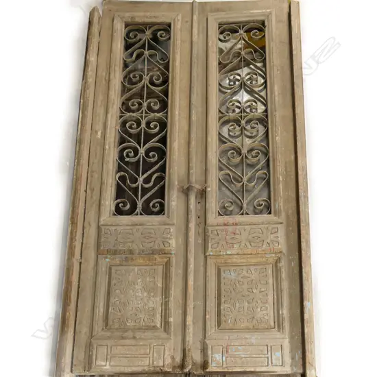 PR LGE EUROPEAN RUSTIC COUNTRY HOUSE DOORS w. WROUGHT IRON INSERTS 2770x1350mm