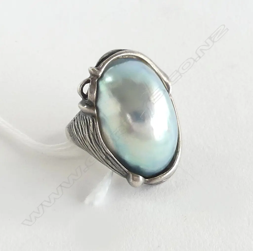 925 SILVER MABE PEARL RING  SIZE Q Image 1++