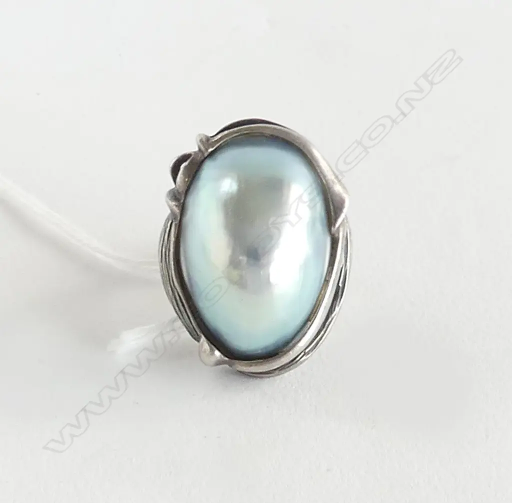 925 SILVER MABE PEARL RING  SIZE Q Image 1++