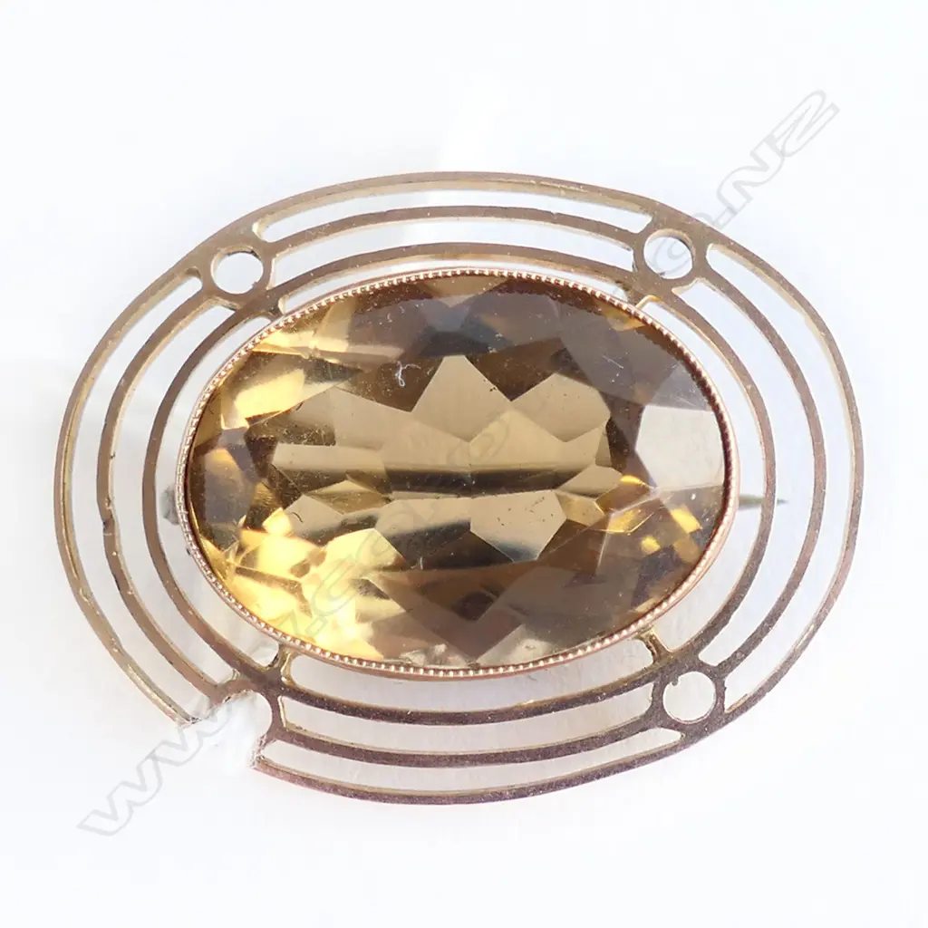 9CT CITRINE BROOCH 6.5gms faulted Image 1++