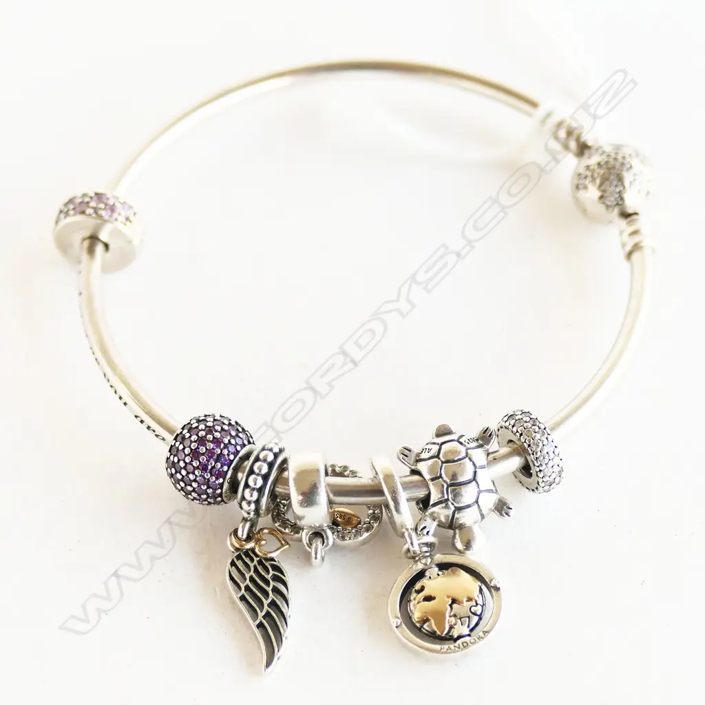 PANDORA BRACELET + ASST. CHARMS Image 1++
