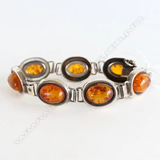  AMBER & SILVER BRACELET new old stock