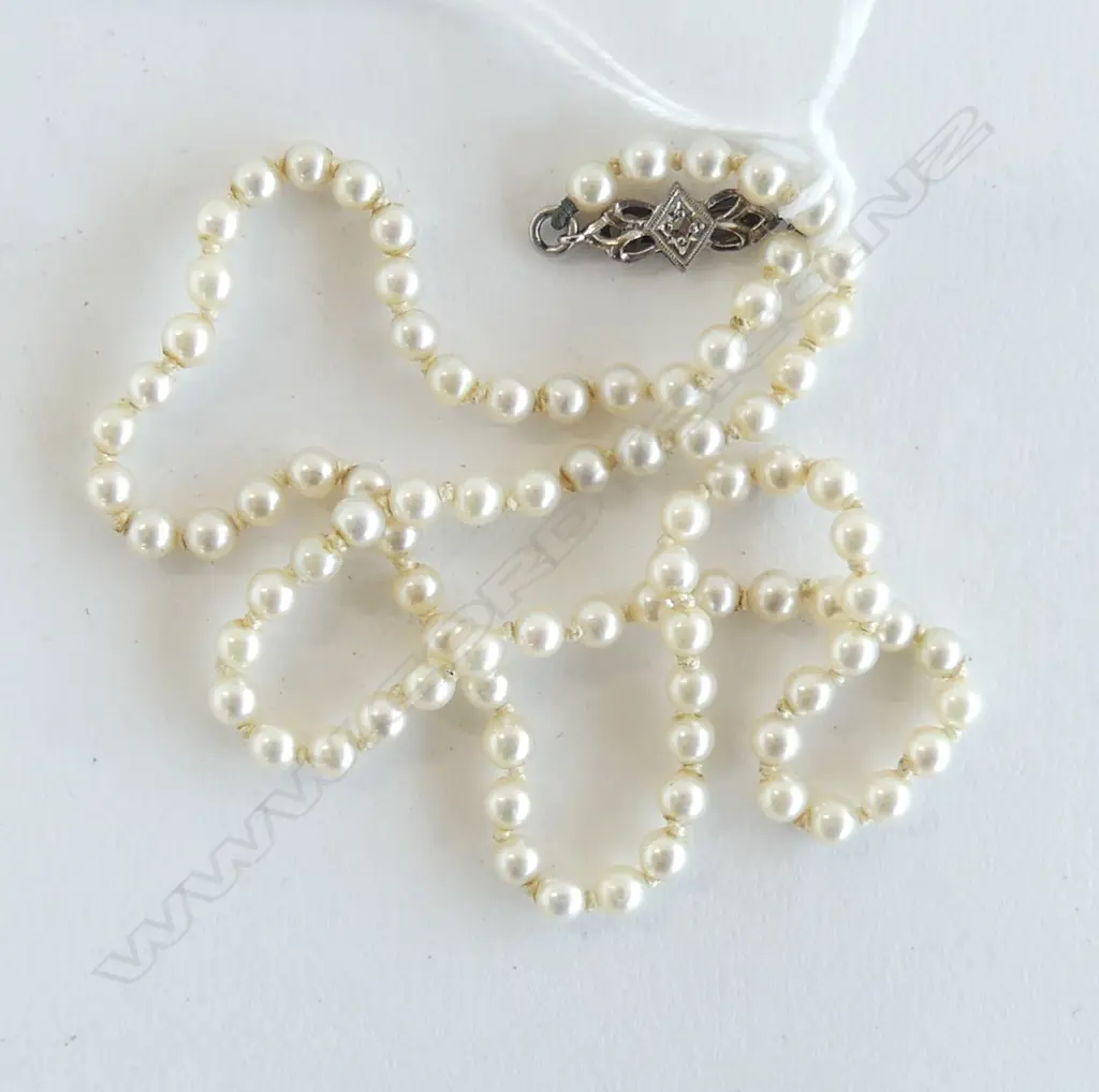 CULTURED PEARL NECKLACE W 9CT CLASP L.390mm Image 1++