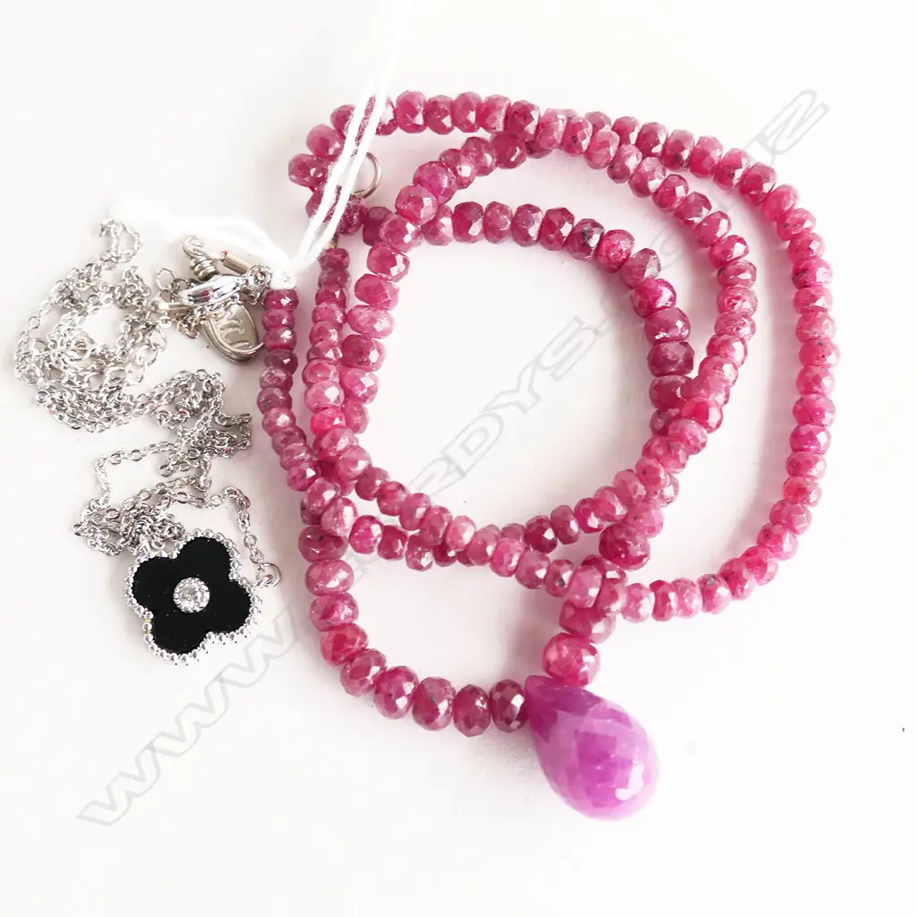 2 NECKLACES; RUBY & COSTUME Image 1++