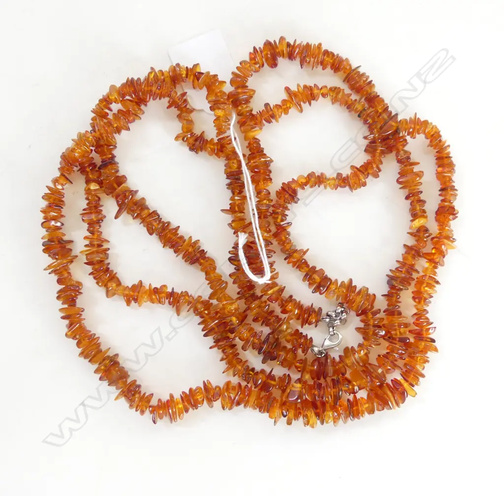 TRIPLE STRAND AMBER NECKLACE, 925 CLASP L.650mm Image 1++