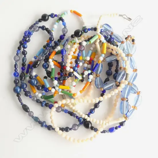 4 GLASS BEAD NECKLACES 