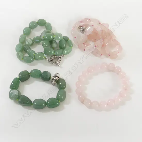 2 QUARTZ NECKLACES + 2 MATCHING BRACELETS