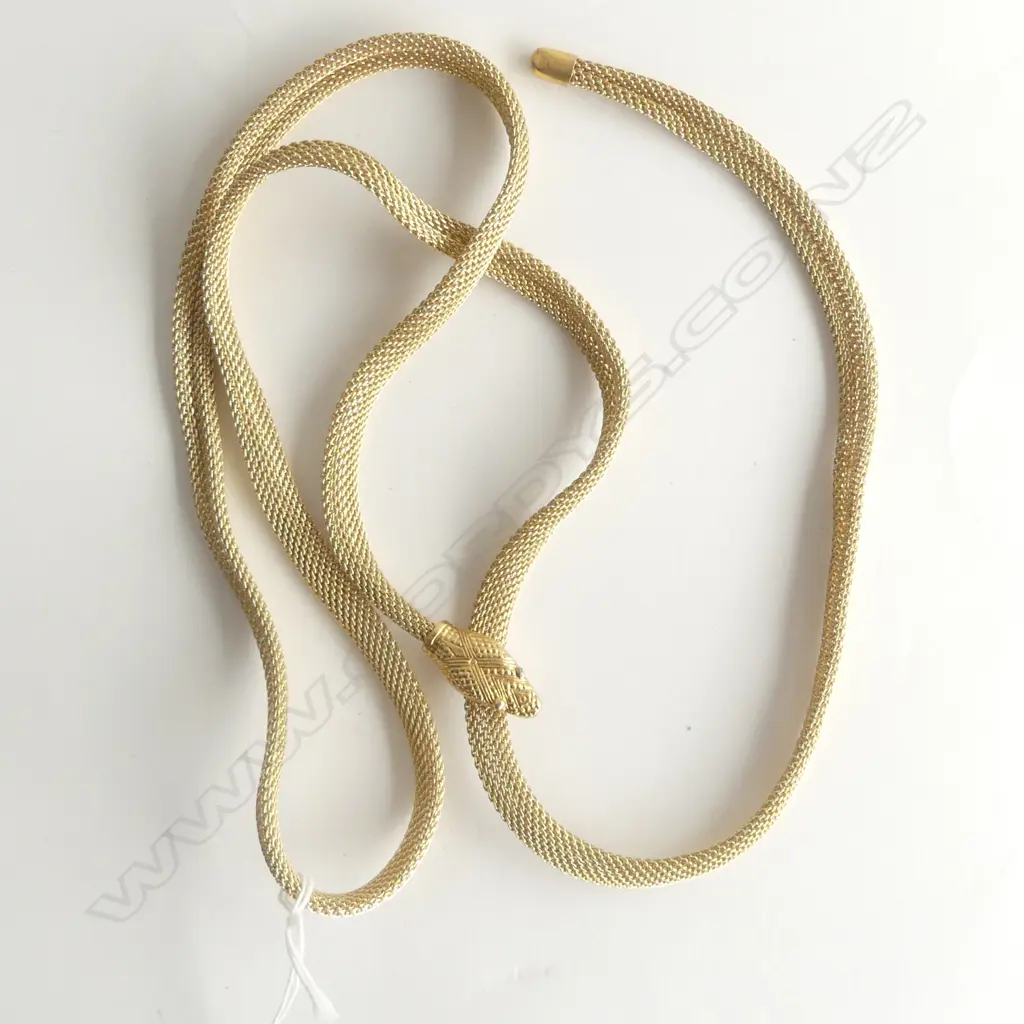 VINTAGE GOLD COLOURED LUX SNAKE ADJUSTABLE NECKLACE /BELT Image 1++