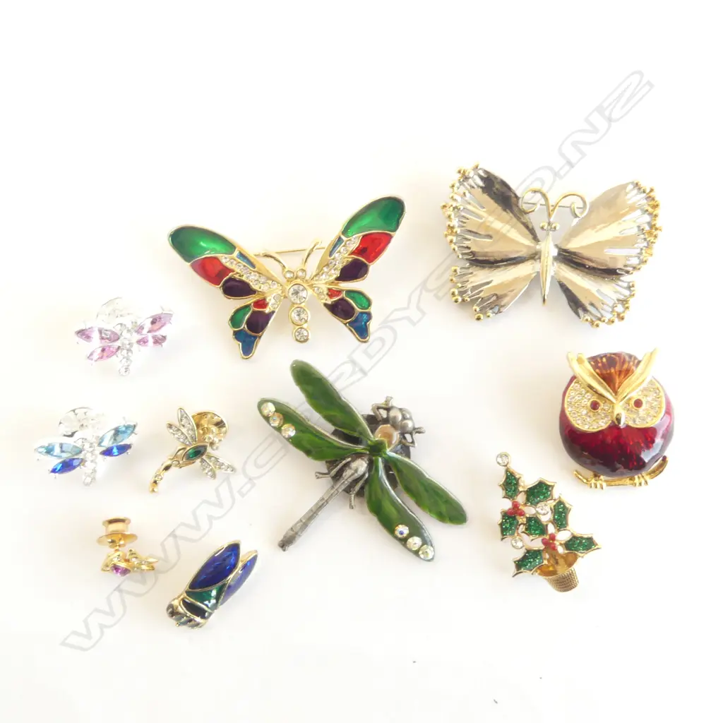 ASST. NOVELTY BROOCHES & PINS; BUTTERFLIES, DRAGONFLIES ETC Image 1++