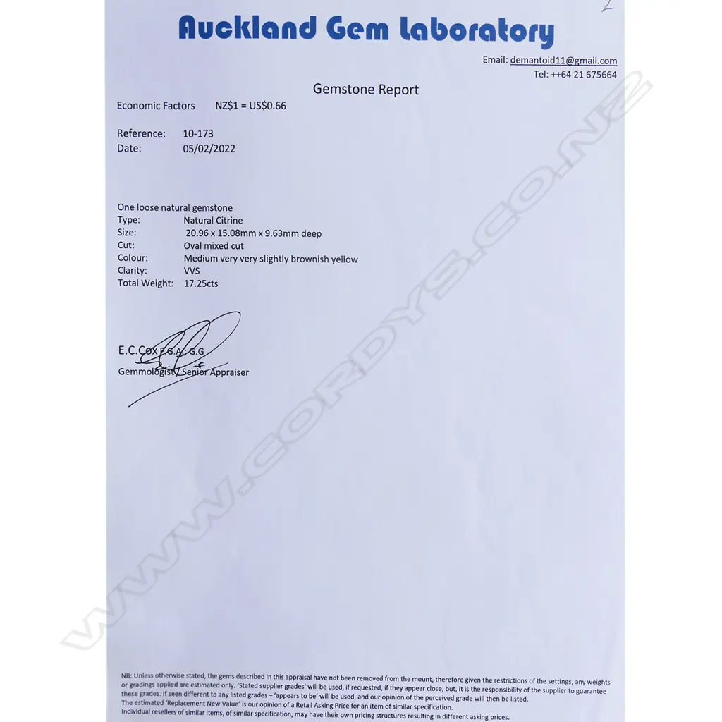 17.25ct CITRINE, OVAL MIXED CUT w. CERT. Image 1++