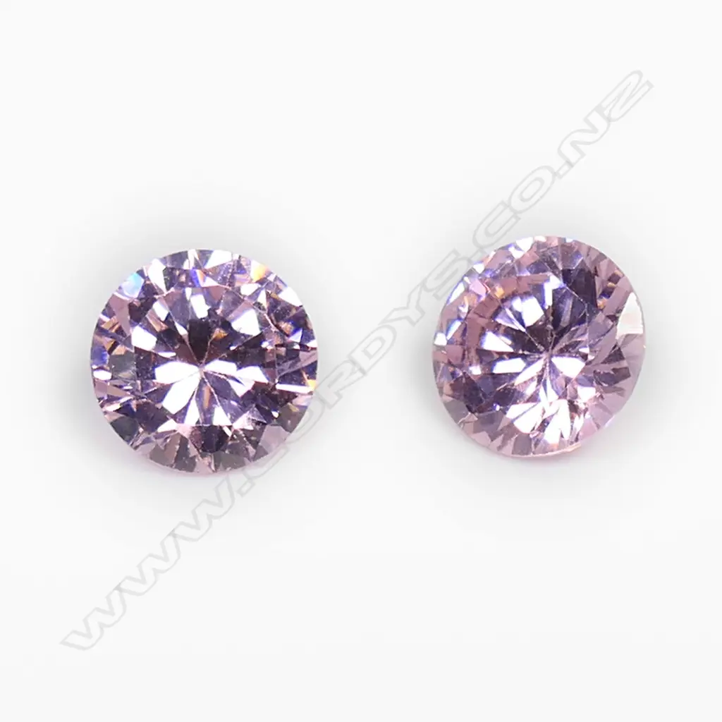 2 X 7mm round pink CZ Image 1++