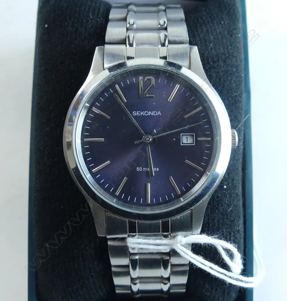SEKONDA  GENTS 50 meters stainless WRIST WATCH running. In box  Image 1++