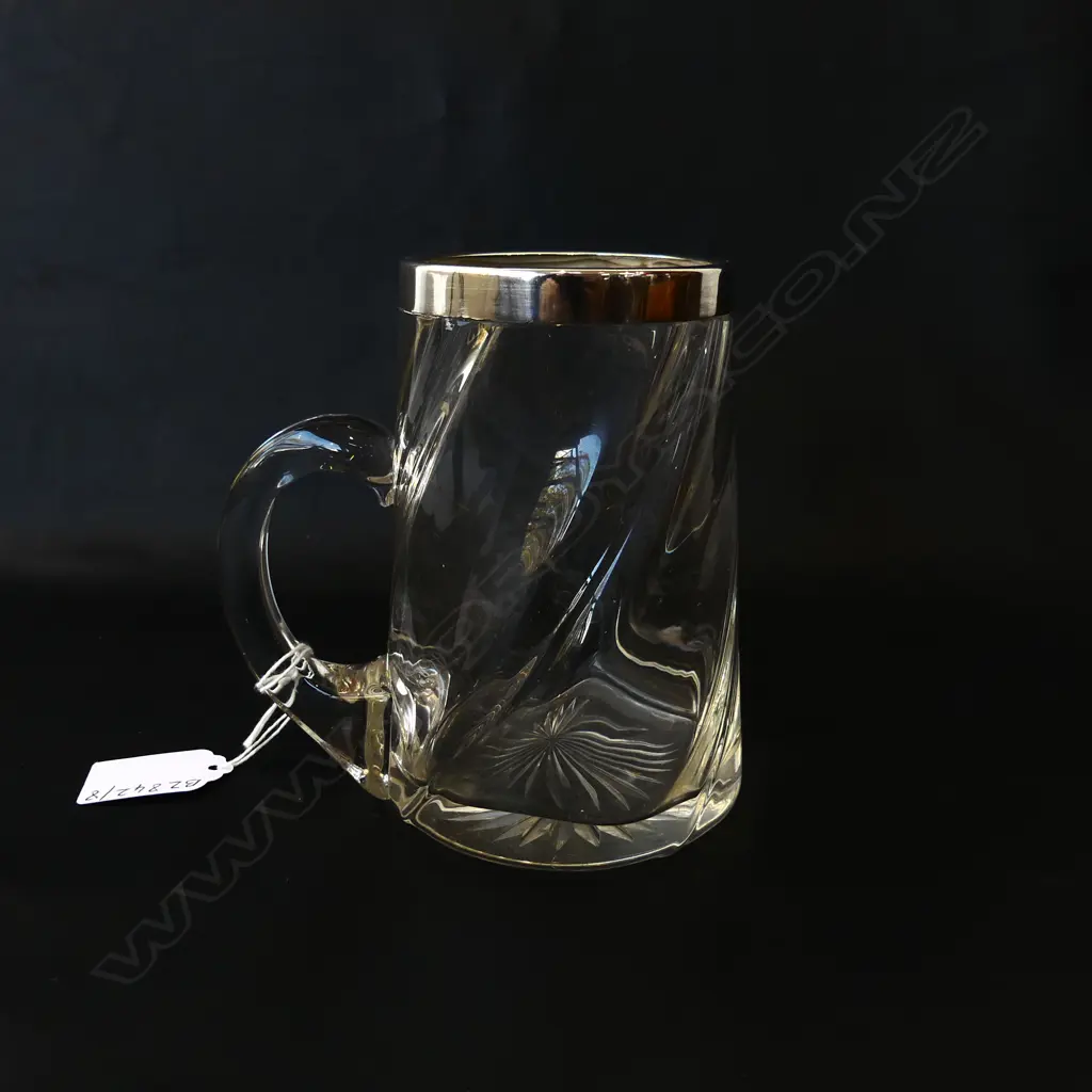 VICTORIAN STG SILVER RIMMED TANKARD, STAR CUT BASE, BIRMINGHAM 1898, H.130mm Image 1++