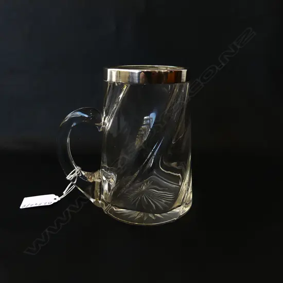 VICTORIAN STG SILVER RIMMED TANKARD, STAR CUT BASE, BIRMINGHAM 1898, H.130mm