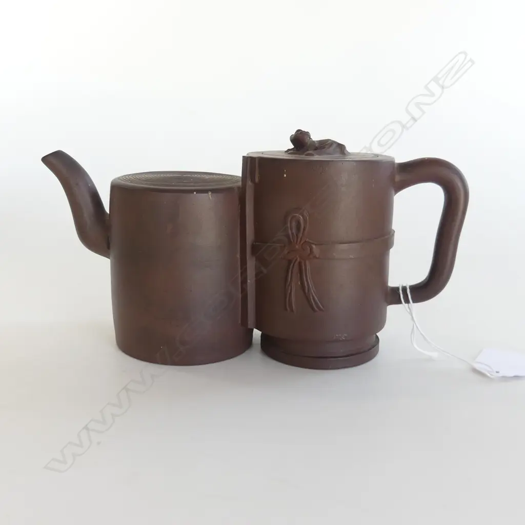 YIXING WARE DOUBLE TEAPOT W.205mm (LID DAMAGED INSIDE) Image 1++