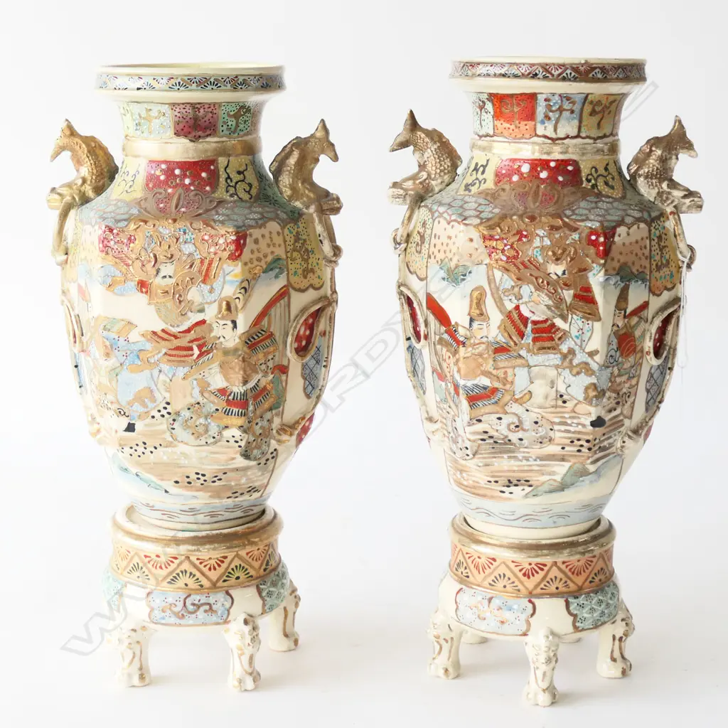 PR SATSUMA VASES ON STANDS H.400mm Image 1++