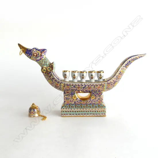 VINTAGE HANDPAINTED PORCELAIN CANDELABRA , BOXED