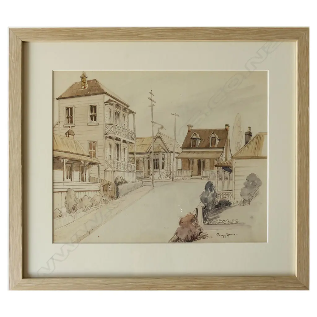 (24888) PEGGY SPICER, COLONIAL HOUSES PEN & W/C, SIGNED, 290 x 360 Image 1++