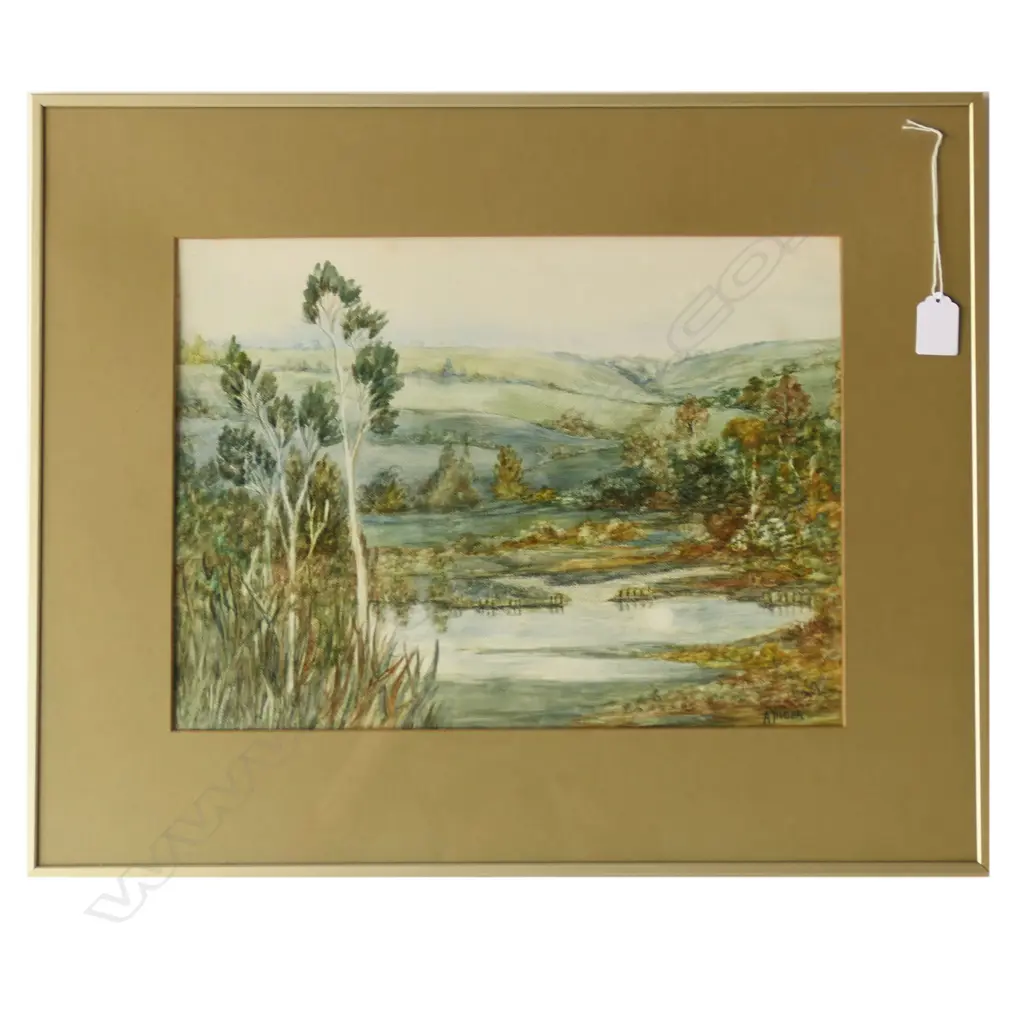 (25429) ALISON YAGER 'EVENING' 1977, WATERCOLOUR ON BOARD, SIGNED,390x290mm Image 1++