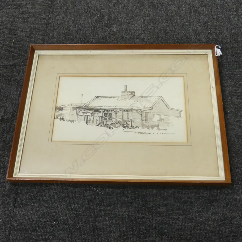 (24647) ALAN D. COOKE, COTTAGE DRAWING INK & WASH '71 170x290mm Image 1++