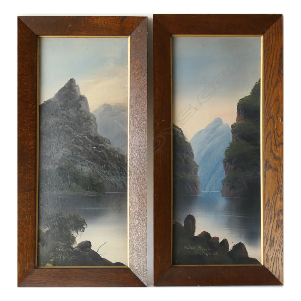 (25311) PR F MAXWELL 'LAKE WAIKERE MOANA' OIL ON BOARD, 580 x 240mm Image 1++