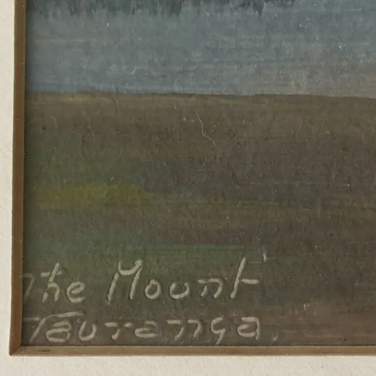 (25339) J R MAYCLAIR 'THE MOUNT' TAURANGA, GOUACHE, SIGNED, 325x135mm Image 1++