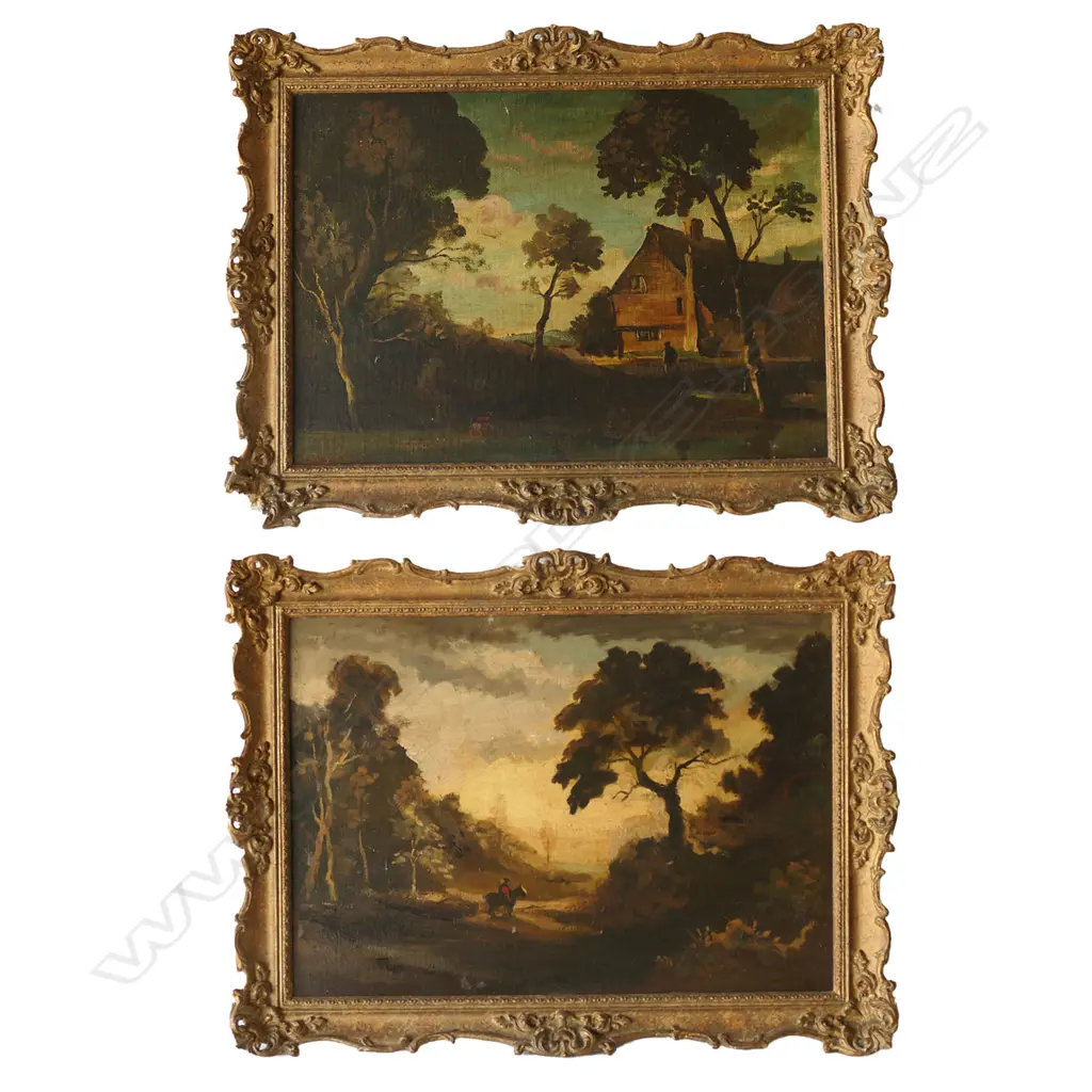 PR CONT CLASSICAL LANDSCAPES, OIL ON CANVAS, SIGNED PH PADWICK, ORNATE FRAMES Image 1++